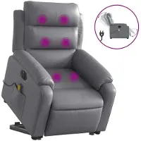 vidaXL Sta-op-massagestoel elektrisch kunstleer grijs
