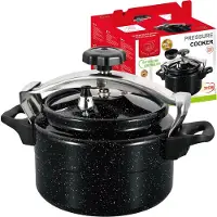 ROYAL SWISS Hoge Druk Kookpan - - 5 liter - Antiaanbak Marmer - Zwart - Geschikt voor alle warmtebronnen inclusief inductie