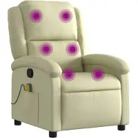 vidaXL Massagestoel van echt leer, crèmekleurig