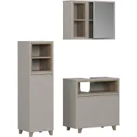 Vicco Elnor Badkamermeubelset – 3 delen met midi-kast Greige/Eik