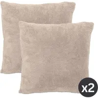 Tiseco - Kussen PIPPA (gevuld) - SET/2 - Zachte Jacquard Flanel - 45x45 cm - taupe
