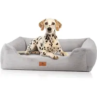Knuffelwuff orthopedisch hondenbed met zacht konijnenbont-imitatie Schnuffelupagus M-L Grijs