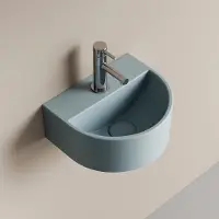 Emke Toiletfontein - Wandmontage - Keramiek - met Kraangat - Mat Blauw - 30x25x12.5 cm - Toilet Wasbak