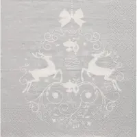 Papstar Kerst-motiefservetten 'Deers Couple', zilver