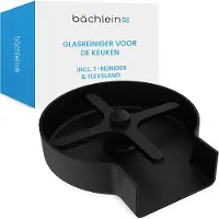 Bächlein Glasreiniger (Mat Zwart) Glazenspoeler van Roestvrij Staal - Glazendouche inclusief T-verdeler en Flexibele Slang - Automatische Spoeler voor de Keuken
