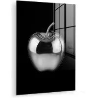 MuchoWow Glasschilderij 120x160 cm - Schilderij acrylglas - Appel - Metallic - Symmetrisch - Foto op glas - Muurdecoratie woonkamer - Wanddecoratie slaapkamer - Schilderijen