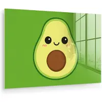 MuchoWow Glasschilderij 180x120 cm - Schilderij acrylglas - Avocado - Groen - Speels - Foto op glas - Muurdecoratie woonkamer - Wanddecoratie slaapkamer - Schilderijen