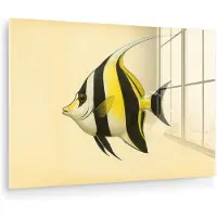 MuchoWow Glasschilderij 180x120 cm - Schilderij acrylglas - Vis - Sierlijk - Rugvin - Geel - Foto op glas - Muurdecoratie woonkamer - Wanddecoratie slaapkamer - Schilderijen