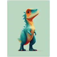 PosterMonkey Poster 30x40 cm - Cartoon - Dino - Oranje - Stekels - Posters - Kamer decoratie - Wanddecoratie woonkamer - Muurdecoratie slaapkamer