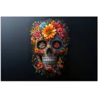PosterMonkey Poster 30x20 cm - Bloemen - Kleurrijk - Schedel - Posters - Kamer decoratie - Wanddecoratie woonkamer - Muurdecoratie slaapkamer