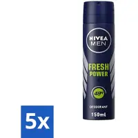 Nivea 5 x - Men - Deodorant - Spray - Fresh Power - 48 Uur Lang Werkend - 150 ml - Deodorant Spray - Anti-transpirant - 48 Uur Bescherming - Frisheid - Mannelijke Geur