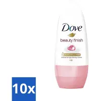 Dove 10 x - Deodorant - Roll-On Beauty Finish - Soepele geur en verzorging - 50 ml - Beauty Finish - Deodorant Roll-on - Beauty Mineraal - Verzorgde Oksels - Alcoholvrije Deodorant