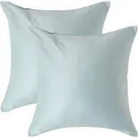 Homescapes Biologisch Kussensloop 40x40 cm – Set van 2 – Eendenei Blauw – 100% Egyptisch Katoen Satijn – Draaddichtheid 400