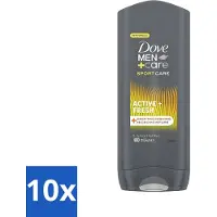 Dove 10 x - Douchegel - Men+ Care Active Fresh - Verfrissend en langdurige bescherming - 400 ml - Douchegel - Man - Fris - Energie - Actief