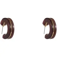 Go Dutch Label Oorknoppen 2 Lines Earring Bruin