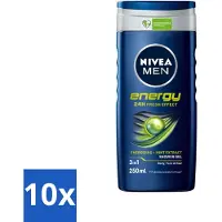 Nivea 10 x - Men - Energy Douchegel - Langdurig Fris Gevoel - 250 ml - Douchegel Voor Mannen - 2 In 1 Douchegel - Energieboost - Fris Gevoel - Mintextract