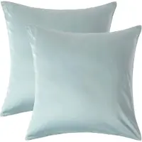 Homescapes Biologisch Kussensloop 60x60 cm – Set van 2 – Eendenei Blauw – 100% Egyptisch Katoen Satijn – Draaddichtheid 400