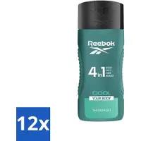 Reebok 12 x - Cool Your Body - Douchegel - 4 in 1 - 400 ml - Douchegel 4 In 1 - Verkoelend Douchegel - Menthol Douchegel - Aloe Vera Douchegel - Gezichtsverzorging
