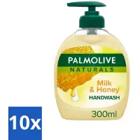 Palmolive 10 x Pamlolive Naturals - Handzeep - Melk & Honing - 300 ml - Handzeep Melk Honing - Zeepvrije Handzeep - Natuurlijke Handzeep - Handen Verzorgen - Handen Hydrateren