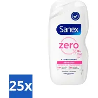 Sanex 25 x Zero% - Douchegel - Gevoelige Huid - 0% Parfumsulfaten - Hypoallergeen - 400 ml - Gevoelige Huid - Hypoallergene Douchegel - 0% Parfum - 0% Sulfaten - Milde Reiniging