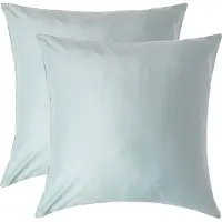 Homescapes Biologisch Kussensloop 80x80 cm – Set van 2 – Eendenei Blauw – 100% Egyptisch Katoen Satijn – Draaddichtheid 400