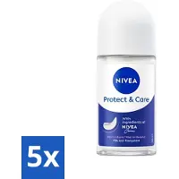 Nivea 5 x - Deodorant - Roller - Protect & Care - 48 Uur Lang Werkend - 50 ml - Deodorant Roller - 48 Uur Bescherming - Anti-transpirant - Verzorgende Deodorant - Alcoholvrij Deodorant