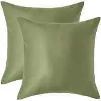 Homescapes Biologisch Kussensloop 40x40 cm – Set van 2 – Mosgroen – 100% Egyptisch Katoen Satijn – Draaddichtheid 400