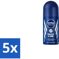 Nivea 5 x - Men - Deodorant - Roller - Protect & Care - 50 ml - Deodorant Roller - Anti-transpirant - 72 Uur Bescherming - Alcoholvrij - Huidverzorging