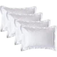 Homescapes Biologisch Kussensloop 50x75 cm met Sierrand – Set van 4 – Wit – 100% Egyptisch Katoen Satijn – Draaddichtheid 400