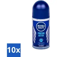 Nivea 10 x - Fresh Active Roll-On - Antiperspirant - 48 Uur Lang Werkend - 50 ml - MEN - Antiperspirant - Roll-on Deodorant - 48 Uur Bescherming - Fris Gevoel