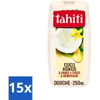 Tahiti 15 x - Douchegel - Kokos & Kokosolie - Hydraterend - 250 ml - Douchegel Kokos - Kokosolie Douchegel - Hydraterende Douchegel - Kokos Geur - Douchegel Tropisch