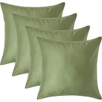 Homescapes Biologisch Kussensloop 60x60 cm – Set van 4 – Mosgroen – 100% Egyptisch Katoen Satijn – Draaddichtheid 400