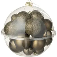 J-Line kerstbal - kunststof - bruin - doos van 24
