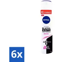 Nivea 6 x - Deospray - Invisible Black & White Original - 48 Uur Lang Werkend - 250 ml - Anti-transpirant - Zweetvlekken - Kledingbescherming - Huidvriendelijk - 48 Uur Bescherming