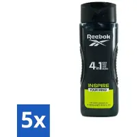 Reebok 5 x - Inspire Your Mind - Douchegel - 4 in 1 - 400 ml - Douchegel - 4 In 1 - Douchegel Voor Mannen - Verzorgende Douchegel - Douchegel Voor Gezicht