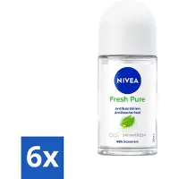 Nivea 6 x - Deodorant - Roller - Fresh Pure - 48 Uur Lang Werkend - 50 ml - Fresh Pure Deodorant Roller - 48 Uur Bescherming - Aluminiumvrij - Parabenenvrij - Huidvriendelijk