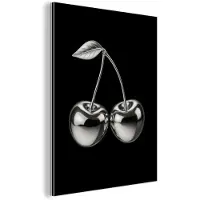 MuchoWow Aluminium schilderij 120x160 cm - Wanddecoratie metaal - Kers - Luxueus - Metallic - Metalen muurdecoratie woonkamer - Decoratie industrieel - Foto op dibond - Industriële accessoires slaapkamer
