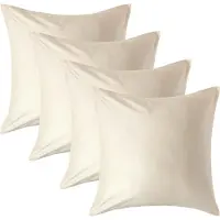 Homescapes Biologisch Kussensloop 60x60 cm – Set van 4 – Crème – 100% Egyptisch Katoen Satijn – Draaddichtheid 400