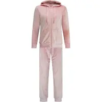 Gaubert Dames Velours Fluweel Huispak met Rits - Loungeset - Joggingpak - Trainingspak - Loungewear Dames - Dusty Roze - Maat L - 2601