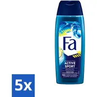 Fa 5 x Men - Douchegel - Active Sport - Verfrissend - Green Citrus - 250 ml - 48 Uur Bescherming - Sportieve Deodorant - Verfrissende Geur - Actieve Dag - Zweet En Geuren