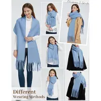 Karma Dikke sjaal voor vrouwen dames winter warme pluizige sjaals deken gebreide pashmina's oversized dikke sjaal , Haze Blauw