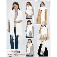Karma Dikke sjaal voor vrouwen dames winter warme pluizige sjaals deken gebreide pashmina's oversized dikke sjaal , wit