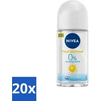 Nivea 20 x - Deo Roll-On - Fresh Summer - Special Edition - 50 ml - Fresh Summer Deodorant Roll-On - 48 Uur Bescherming - Zomerse Geur - Anti-transpirant - Deodorant Roller