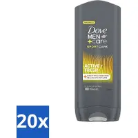 Dove 20 x - Douchegel - Men+ Care Active Fresh - Verfrissend en langdurige bescherming - 400 ml - Douchegel - Man - Fris - Energie - Actief