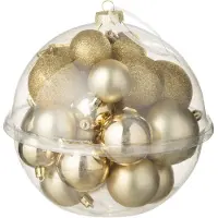J-Line kerstbal - kunststof - goud - doos van 24