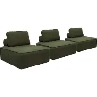 Sweeek Fauteuils boucléstof 1 zitplaats (set van 3) Kaki