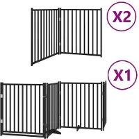 vidaXL Hondenhek inklapbaar 8 panelen 640 cm populierenhout zwart