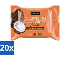 Sence 20 x - Coconut - Gezichtsreinigingsdoekjes - Verzorgend - 20 Doekjes - Gezichtsreinigingsdoekjes - Kokos - Huidverzorging - Make-up Verwijderen - Hydrateren