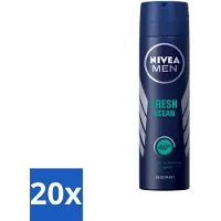 Nivea 20 x - Men - Deodorant - Spray - Fresh Ocean - 48 Uur Lang Werkend - 150 ml - MEN Deodorant Spray - Fris Geur - 48 Uur Bescherming - Oceaanextracten - Anti-transpirant