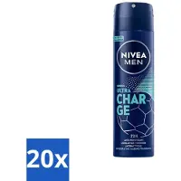 Nivea 20 x - Men - Deodorant - Spray - Ultra Charge - 150 ml - Deodorant Spray - Anti-transpirant - 48 Uur Bescherming - Mannelijke Geur - Huidverzorging